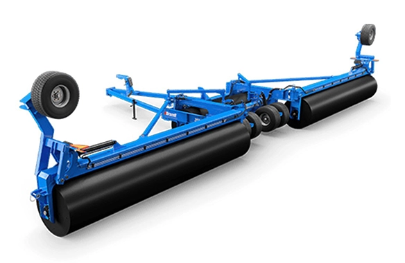 Brandt land roller with extended frame and heavy-duty design, ideal for efficient field leveling.