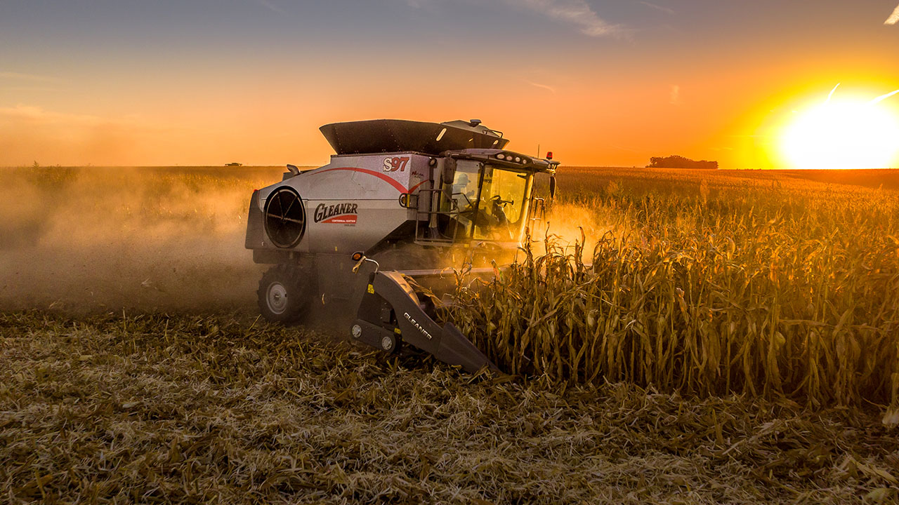 Gleaner S9 Combine, harvesting corn.
