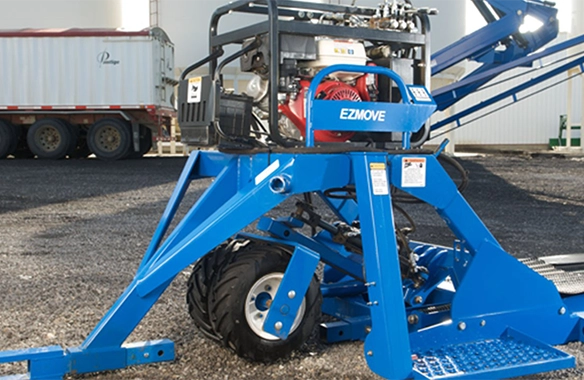 Close-up of Brandt EZMover power unit, showcasing rugged design and high-output performance.