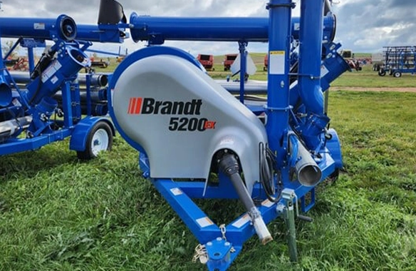 Brandt 5200EX grain vac on display in a field, designed for high-efficiency grain transfer with durable construction and powerful suction system.